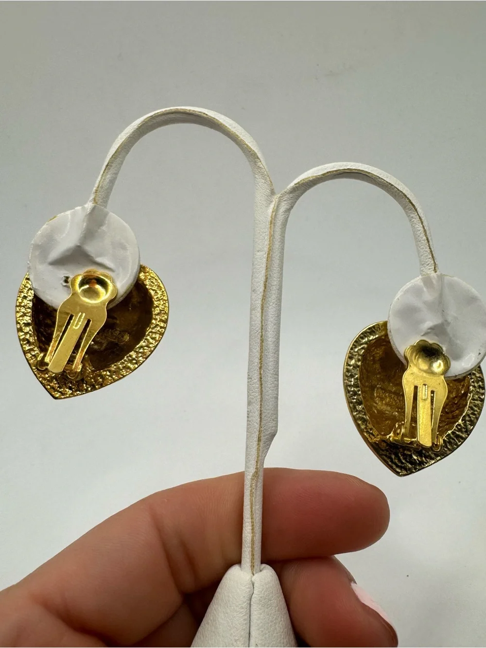 Victoria's Secret Red Heart Clip on Earrings with Gold & Crystal Trim